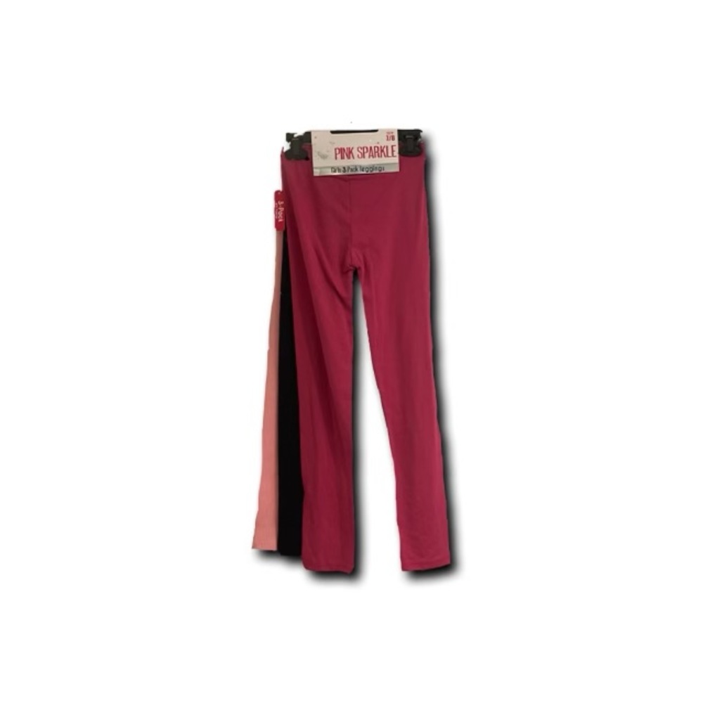 Girls size (SM) 7/8 3-pack of Leggings pink, Black and Magena